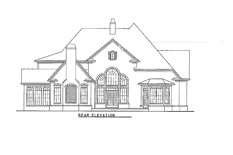 Home Plan - Exterior - Rear Elevation for European House Plan #54-277 - 4 bed, 3.5 bath