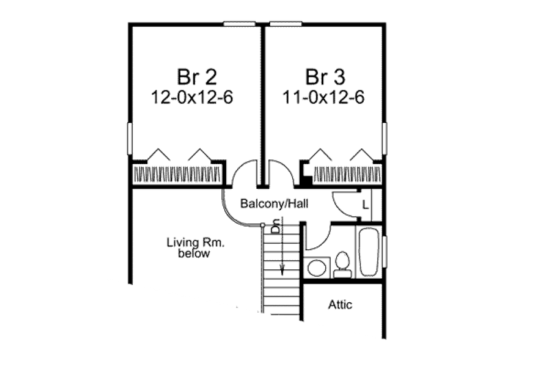 Dream House Plan - Floor Plan - Upper Floor for Country House Plan #57-301 - 3 bed, 2.5 bath