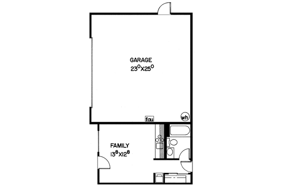 Floor Plan - Main Floor for Ranch House Plan #60-673, 1 bath