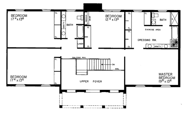 Dream House Plan - Classical Floor Plan - Upper Floor Plan #72-687