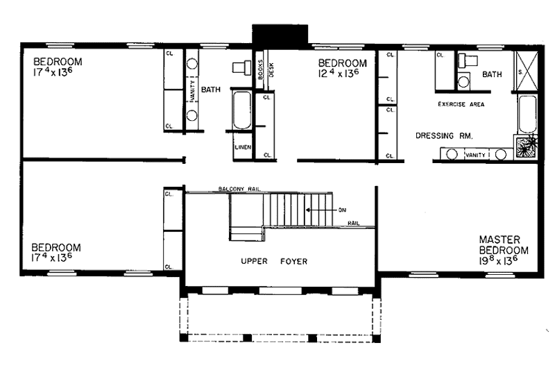 Home Plan - Floor Plan - Upper Floor for Classical House Plan #72-687 - 4 bed, 3.5 bath