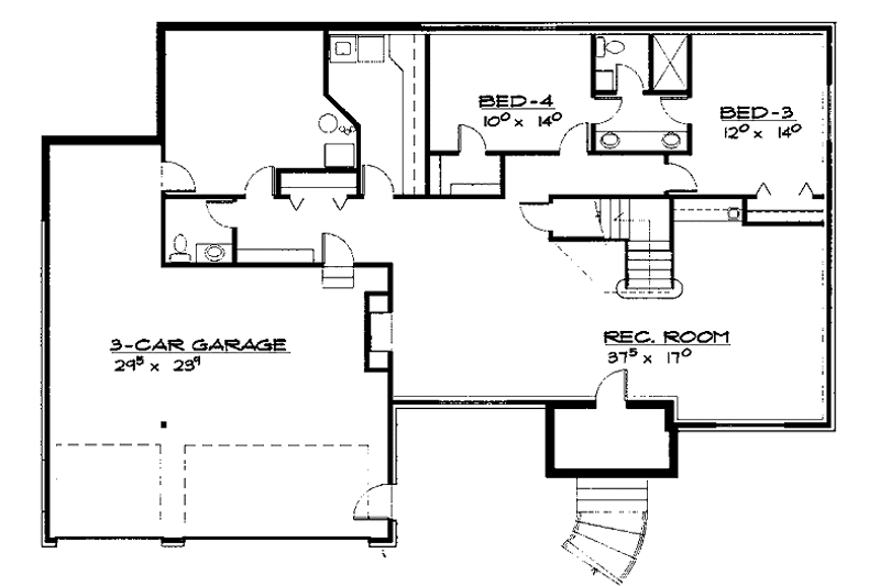 Dream House Plan - Floor Plan - Lower Floor for Traditional House Plan #308-281 - 3 bed, 2 bath