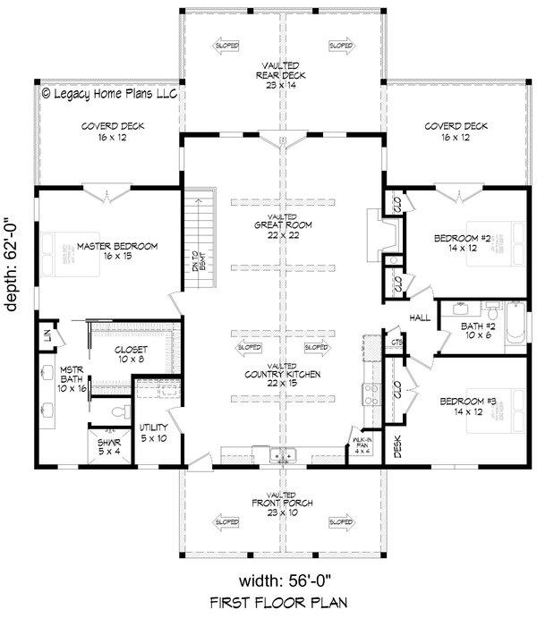 Southern Floor Plan - Main Floor Plan #932-955