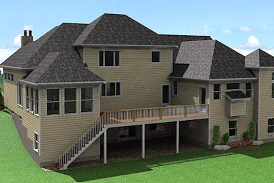 Exterior - Rear Elevation for Traditional House Plan #75-114 - 3 bed, 2.5 bath