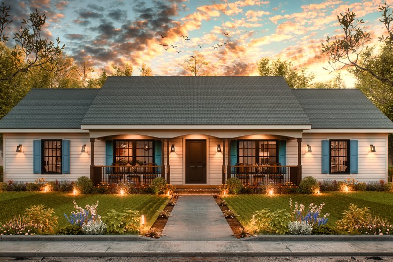 House Blueprint - Traditional Exterior - Front Elevation Plan #54-599