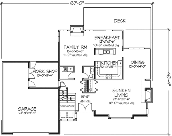 Architectural House Design - Prairie Floor Plan - Main Floor Plan #320-1105