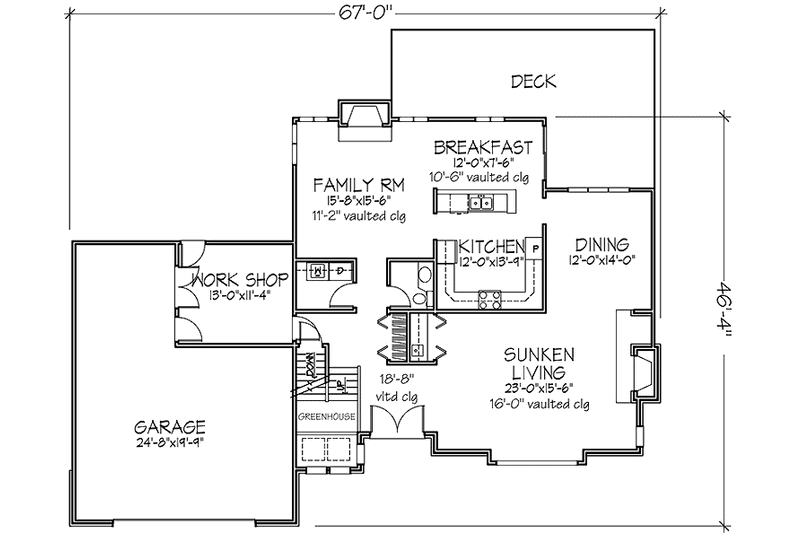 Home Plan - Floor Plan - Main Floor for Prairie House Plan #320-1105 - 3 bed, 2.5 bath