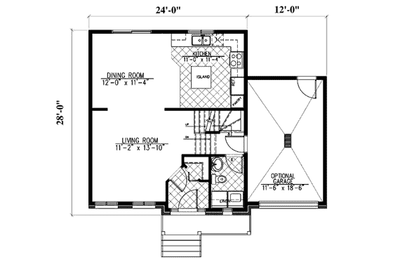 Floor Plan - Main Floor for European House Plan #138-267 - 3 bed, 1 bath