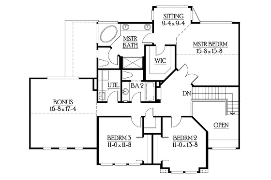 Floor Plan - Upper Floor for Craftsman House Plan #132-234 - 3 bed, 2.5 bath