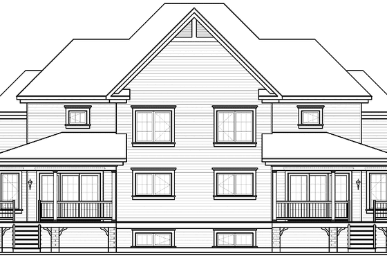 Exterior - Rear Elevation for Country House Plan #23-2355 - 6 bed, 4 bath