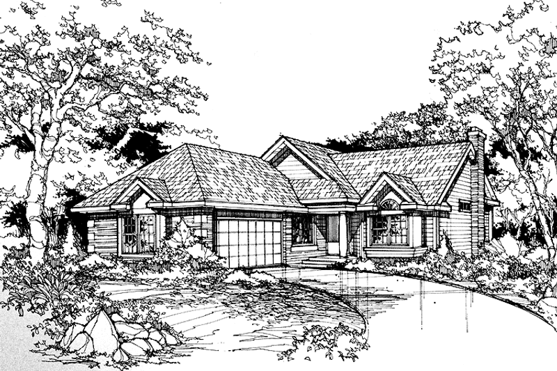 Home Plan - Exterior - Front Elevation 3 for Ranch House Plan #320-745 - 3 bed, 2 bath