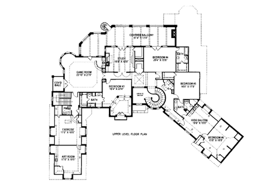 Floor Plan - Upper Floor for European House Plan #141-320 - 6 bed, 6.5 bath