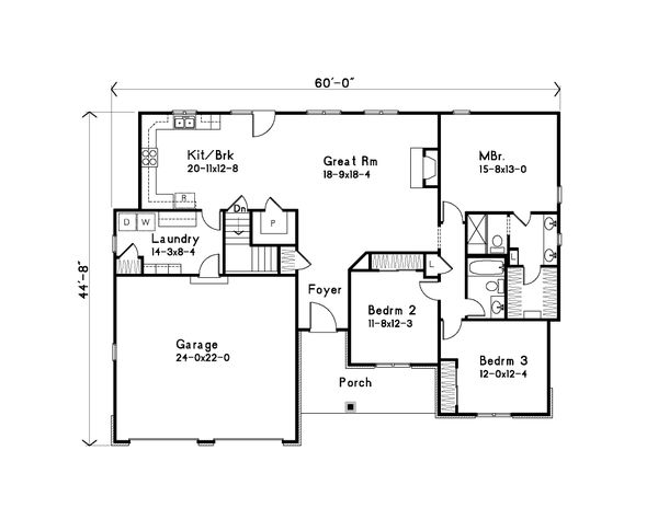 House Plan Design - Ranch Floor Plan - Main Floor Plan #22-625