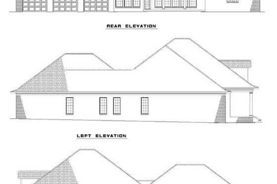 Exterior - Rear Elevation for Classical House Plan #17-3099 - 4 bed, 5 bath