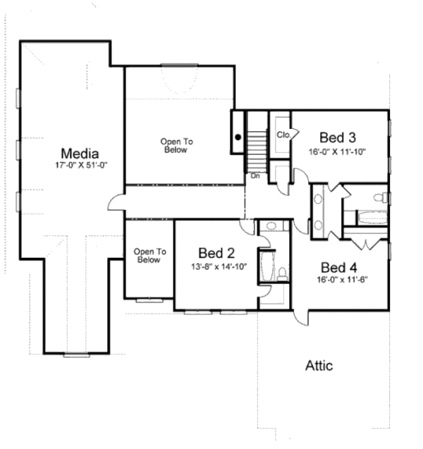 House Blueprint - European Floor Plan - Upper Floor Plan #119-360