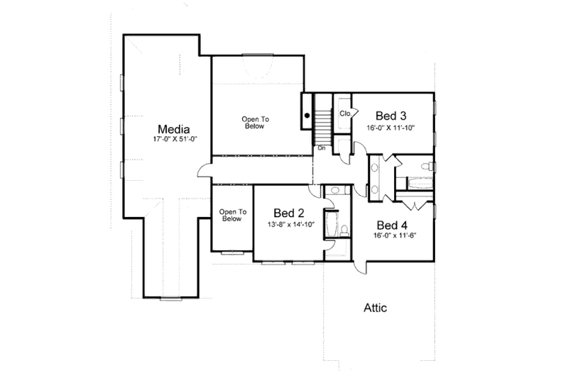Home Plan - Floor Plan - Upper Floor for European House Plan #119-360 - 4 bed, 3.5 bath