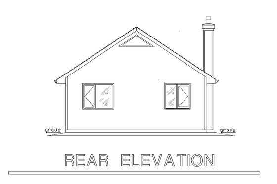 Exterior - Rear Elevation for Cottage House Plan #18-1044 - 2 bed, 1 bath