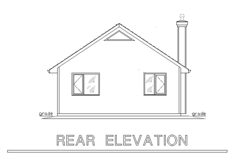 Home Plan - Exterior - Rear Elevation for Cottage House Plan #18-1044 - 2 bed, 1 bath