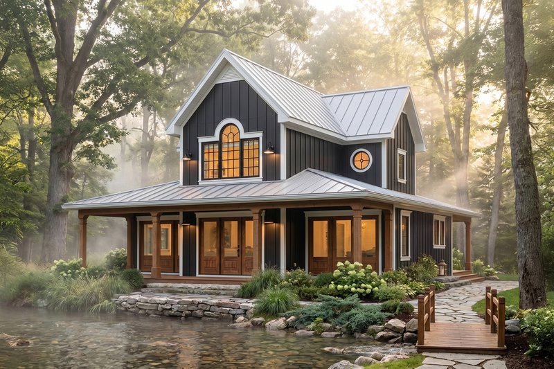 Dream House Plan - Exterior - Front Elevation 3 for Farmhouse House Plan #23-826 - 4 bed, 2.5 bath