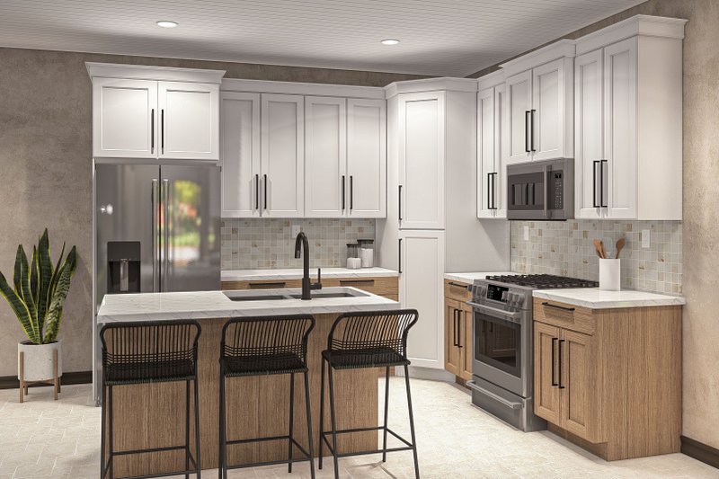 Architectural House Design - Interior - Kitchen for Adobe / Southwestern House Plan #455-449 - 1 bed, 1 bath