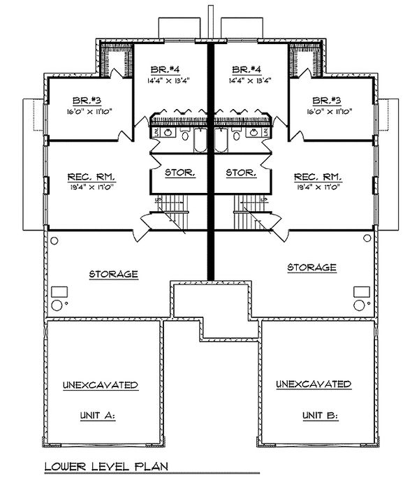 Traditional Floor Plan - Lower Floor Plan #70-1152