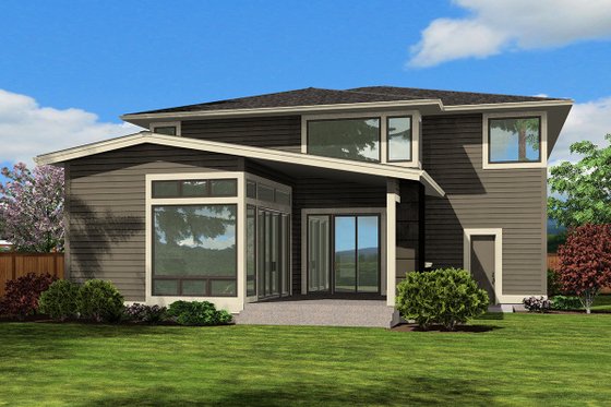 Exterior - Rear Elevation for Modern House Plan #132-225 - 4 bed, 3 bath