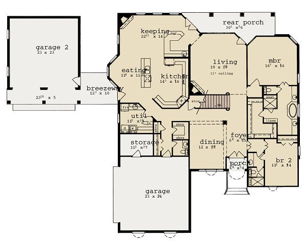 Architectural House Design - European Floor Plan - Main Floor Plan #36-474