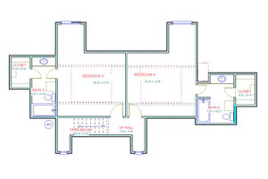 Floor Plan - Upper Floor for European House Plan #408-105 - 4 bed, 4.5 bath