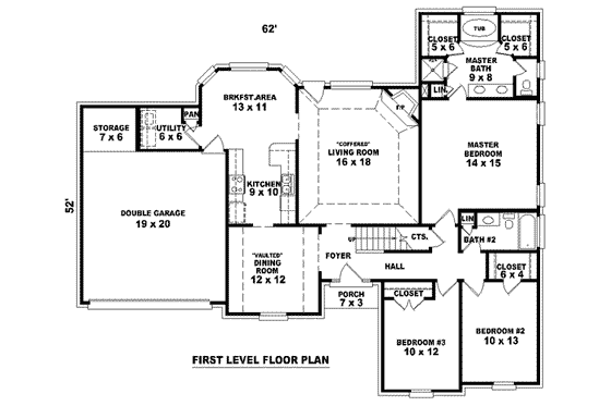 Floor Plan - Main Floor for European House Plan #81-871 - 3 bed, 2 bath