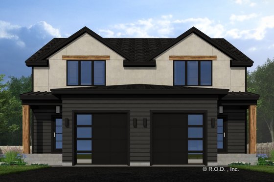 Exterior - Front Elevation 3 for Modern House Plan #51-1317 - 2 bed, 2.5 bath
