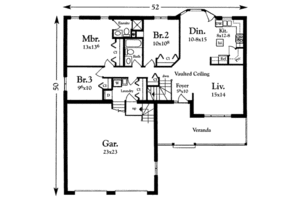 Floor Plan - Main Floor for Ranch House Plan #409-112 - 3 bed, 2 bath
