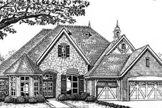 Exterior - Front Elevation for Tudor House Plan #310-545 - 4 bed, 3 bath