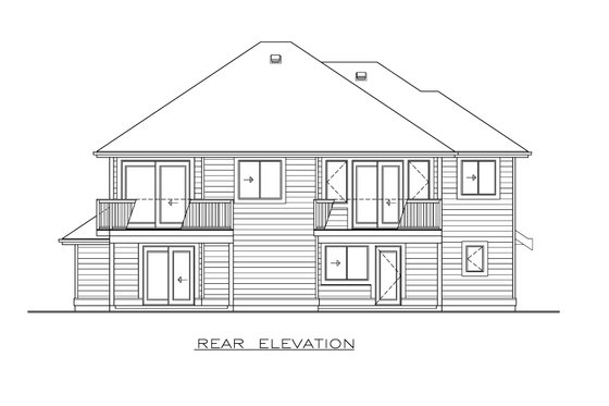 Exterior - Rear Elevation for Craftsman House Plan #1100-40 - 3 bed, 2 bath