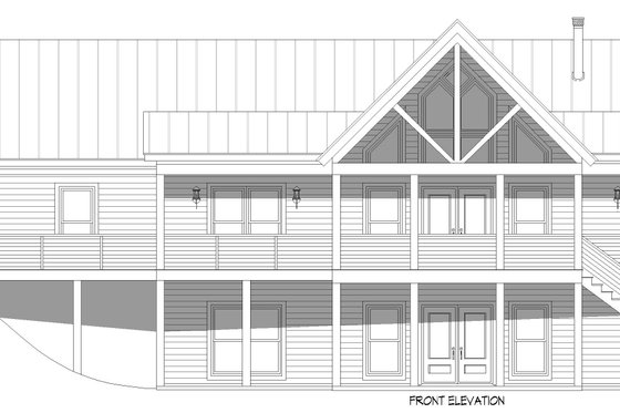 Exterior - Front Elevation 3 for Southern House Plan #932-1171 - 4 bed, 4 bath
