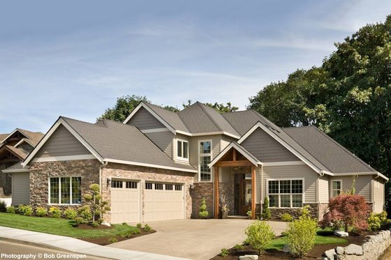 Craftsman style, luxury home, front elevation photo
