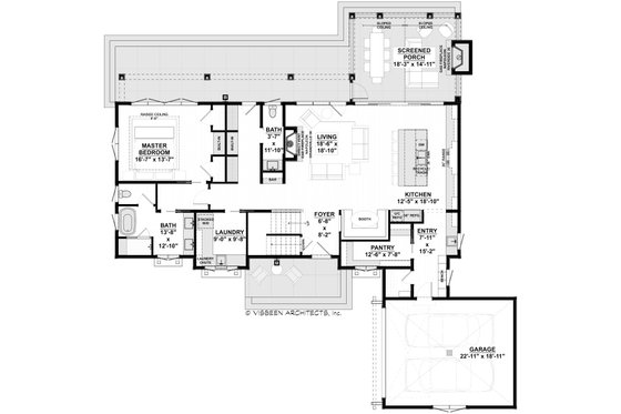 Floor Plan - Main Floor for Farmhouse House Plan #928-391 - 4 bed, 3.5 bath