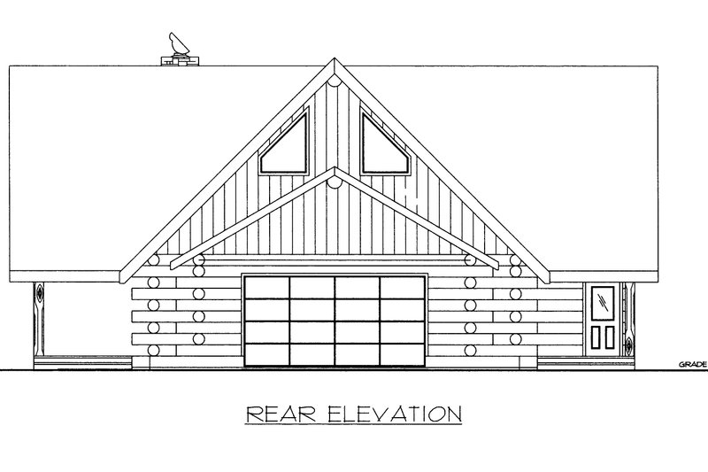 House Plan Design - Exterior - Rear Elevation for Log House Plan #117-503 - 3 bed, 2 bath