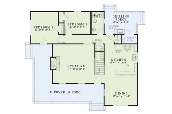 Floor Plan - Main Floor for Country House Plan #17-2017 - 4 bed, 2 bath