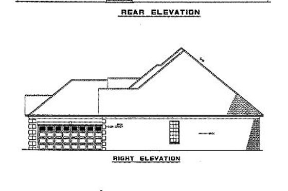 Exterior - Rear Elevation for Traditional House Plan #17-1127 - 4 bed, 2 bath