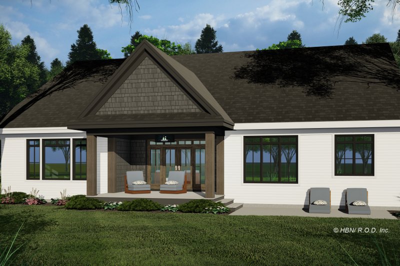 House Blueprint - Exterior - Rear Elevation 1 for Ranch House Plan #51-1326 - 3 bed, 2.5 bath
