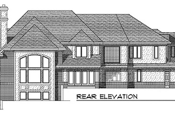 Exterior - Rear Elevation for European House Plan #70-558 - 4 bed, 4.5 bath