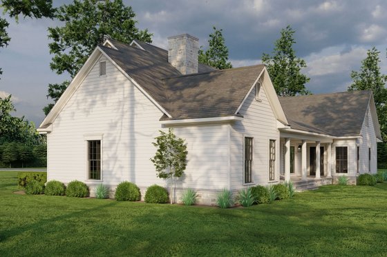 Exterior - Rear Elevation 1 for Country House Plan #17-421 - 4 bed, 3 bath