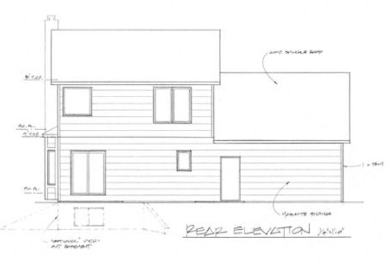 Exterior - Rear Elevation for Farmhouse House Plan #58-187 - 3 bed, 2.5 bath