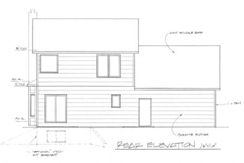Dream House Plan - Exterior - Rear Elevation for Farmhouse House Plan #58-187 - 3 bed, 2.5 bath