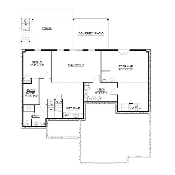 Craftsman Floor Plan - Lower Floor Plan #1064-133