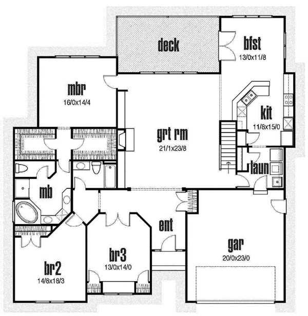 House Blueprint - Traditional Floor Plan - Main Floor Plan #435-16