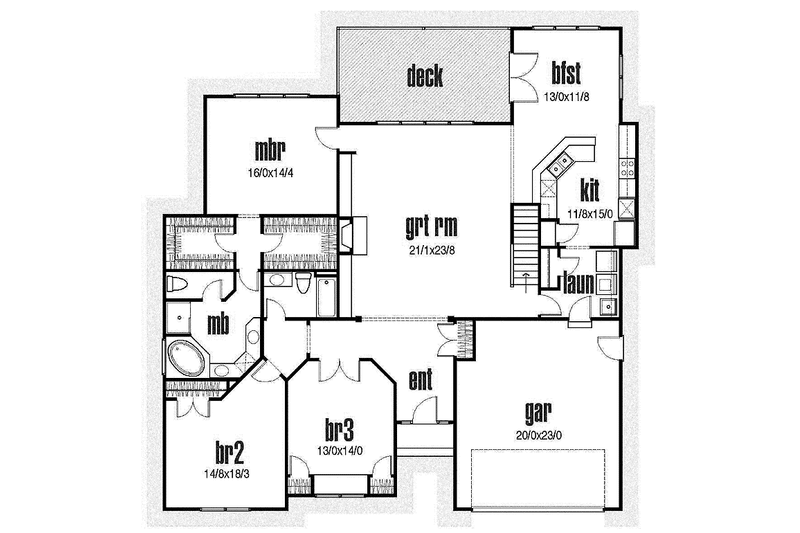 Home Plan - Floor Plan - Main Floor for Traditional House Plan #435-16 - 3 bed, 2 bath