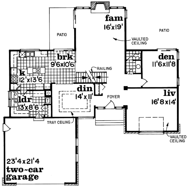 House Blueprint - Traditional Floor Plan - Main Floor Plan #47-1048
