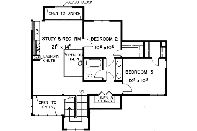 Home Plan - Floor Plan - Upper Floor for Contemporary House Plan #60-821 - 3 bed, 2.5 bath