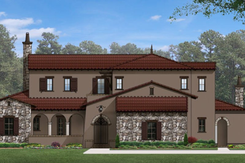 Architectural House Design - Exterior - Front Elevation 4 for Mediterranean House Plan #1058-85 - 5 bed, 5 bath